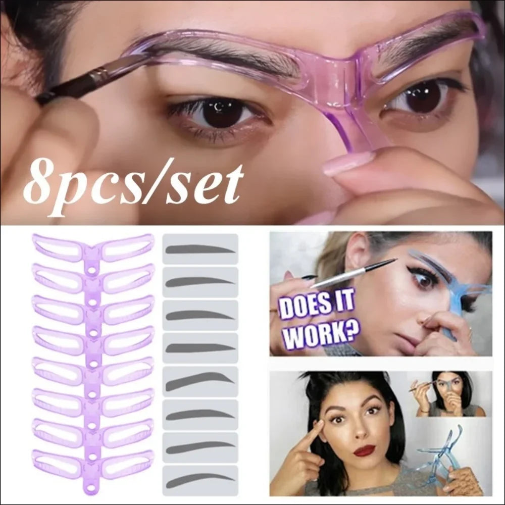 8 in 1 Reusable Eyebrow Stencils Eye Brow Stamp Templates Shape Set for Women Eye Brow Make up Accessories Beauty Tools