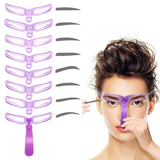 8 in 1 Reusable Eyebrow Stencils Eye Brow Stamp Templates Shape Set for Women Eye Brow Make up Accessories Beauty Tools